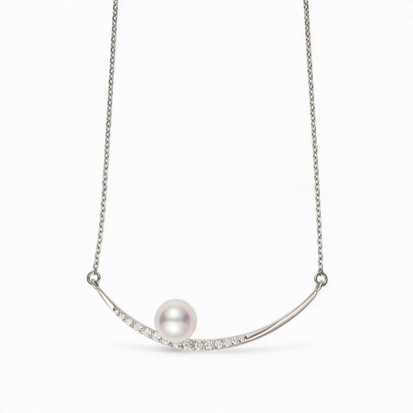 三日月 パールペンダント PT900/850 [WSP] | あこや真珠ペンダント