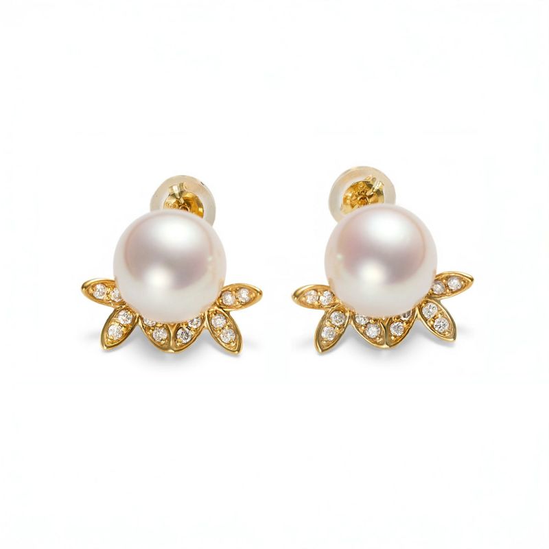 パールダイヤピアス K18YG [WSP]