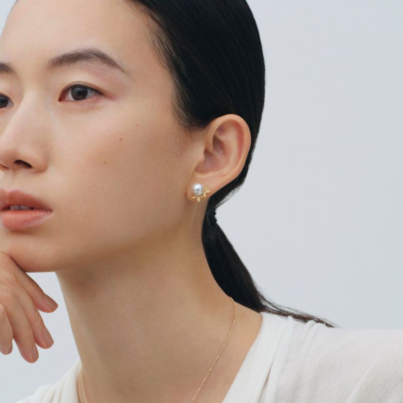 パールダイヤピアス K18YG [WSP]