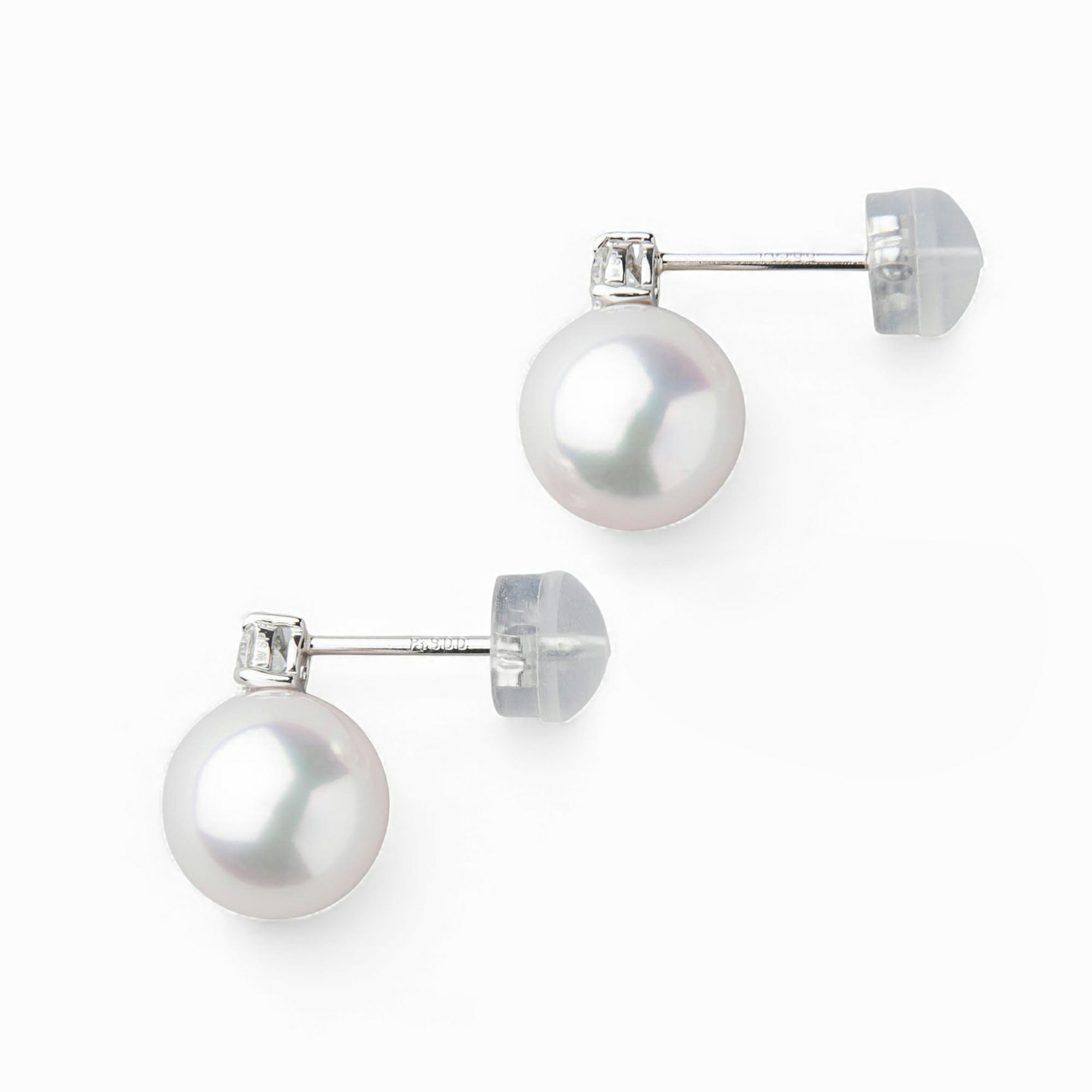 オーロラ花珠真珠 ピアス8.5-9.0mm PT900 -TOP Quality- [WSP]
