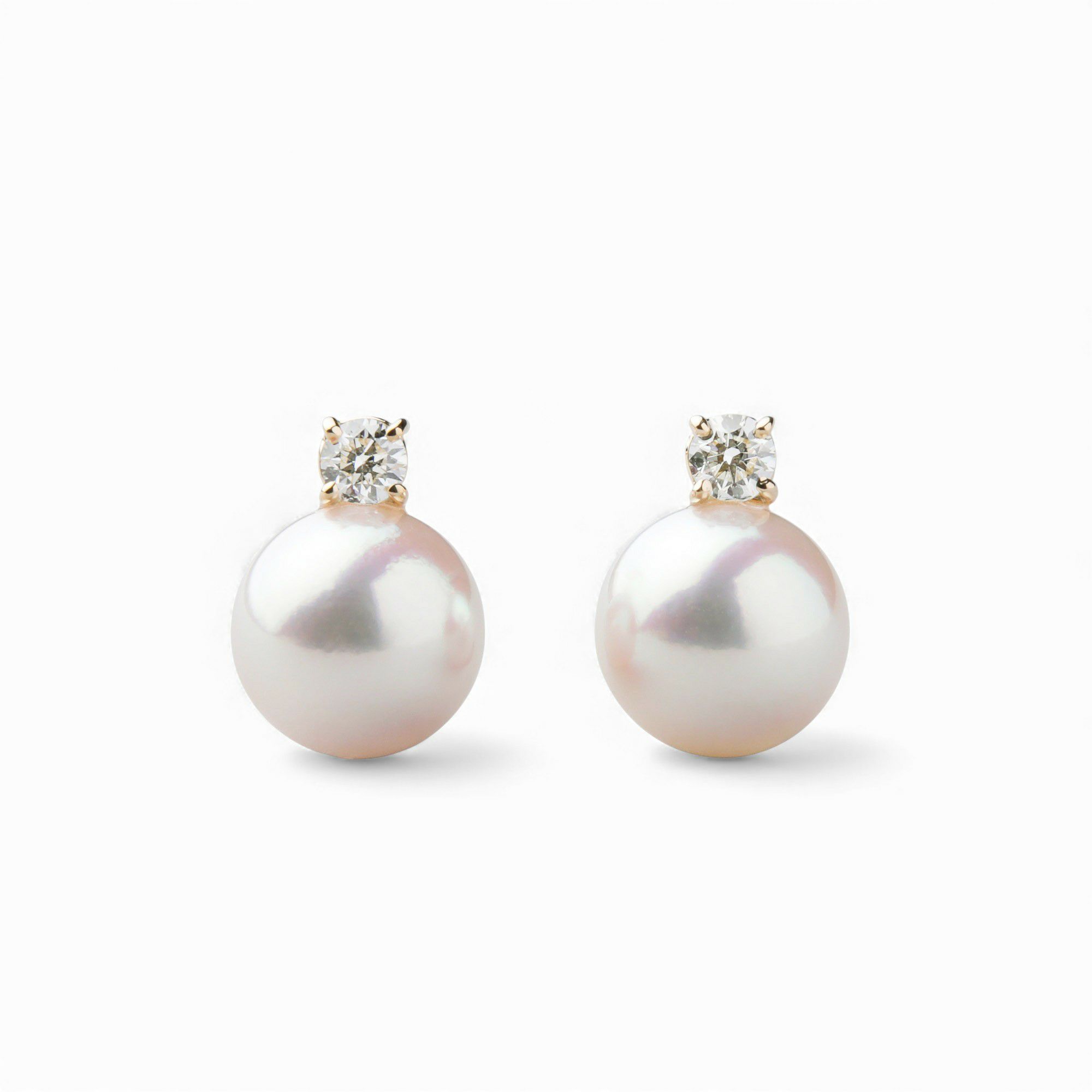オーロラ花珠真珠 ピアス8.5-9.0mm K18YG -TOP Quality- [WSP]