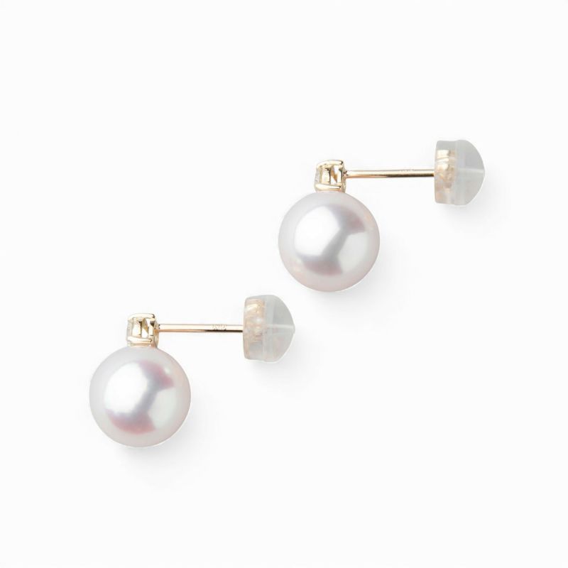 オーロラ花珠真珠 ピアス8.5-9.0mm K18YG -TOP Quality- [WSP] | 花珠