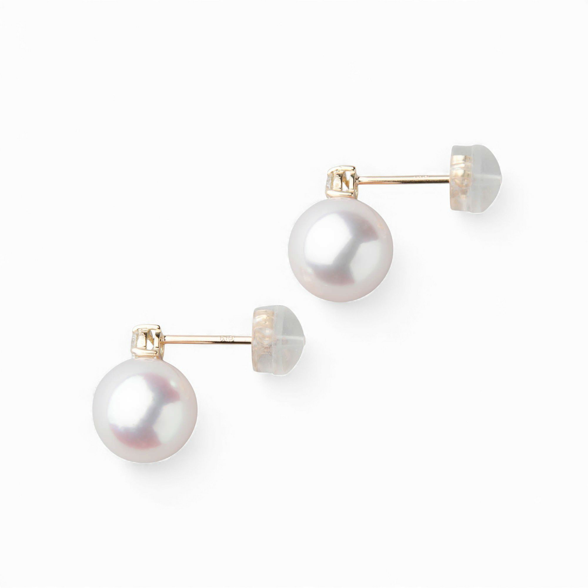 オーロラ花珠真珠 ピアス8.5-9.0mm K18YG -TOP Quality- [WSP]