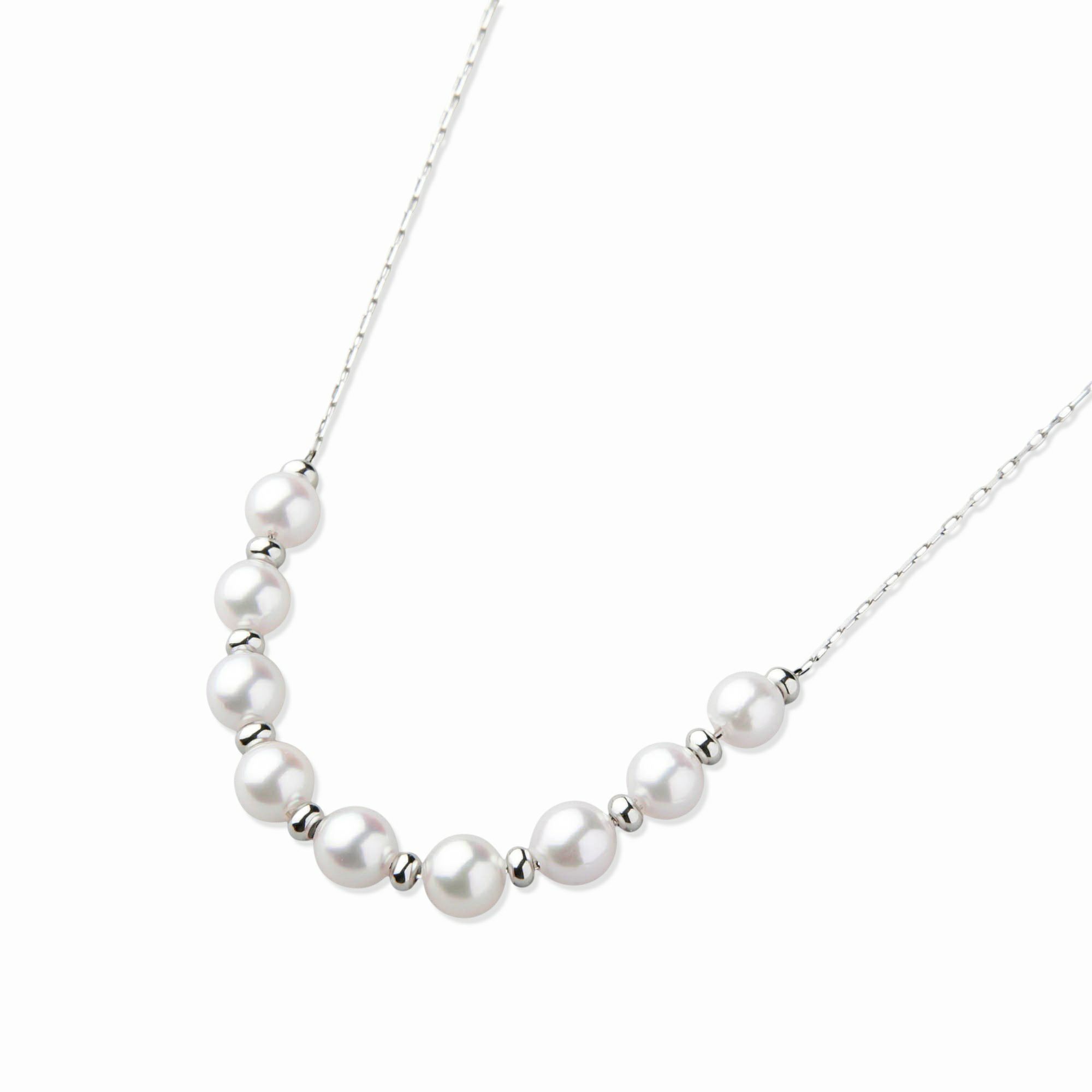 enSTYLE あこや真珠 ステーションネックレス　3.5-4.0mm PT900 スライドボール