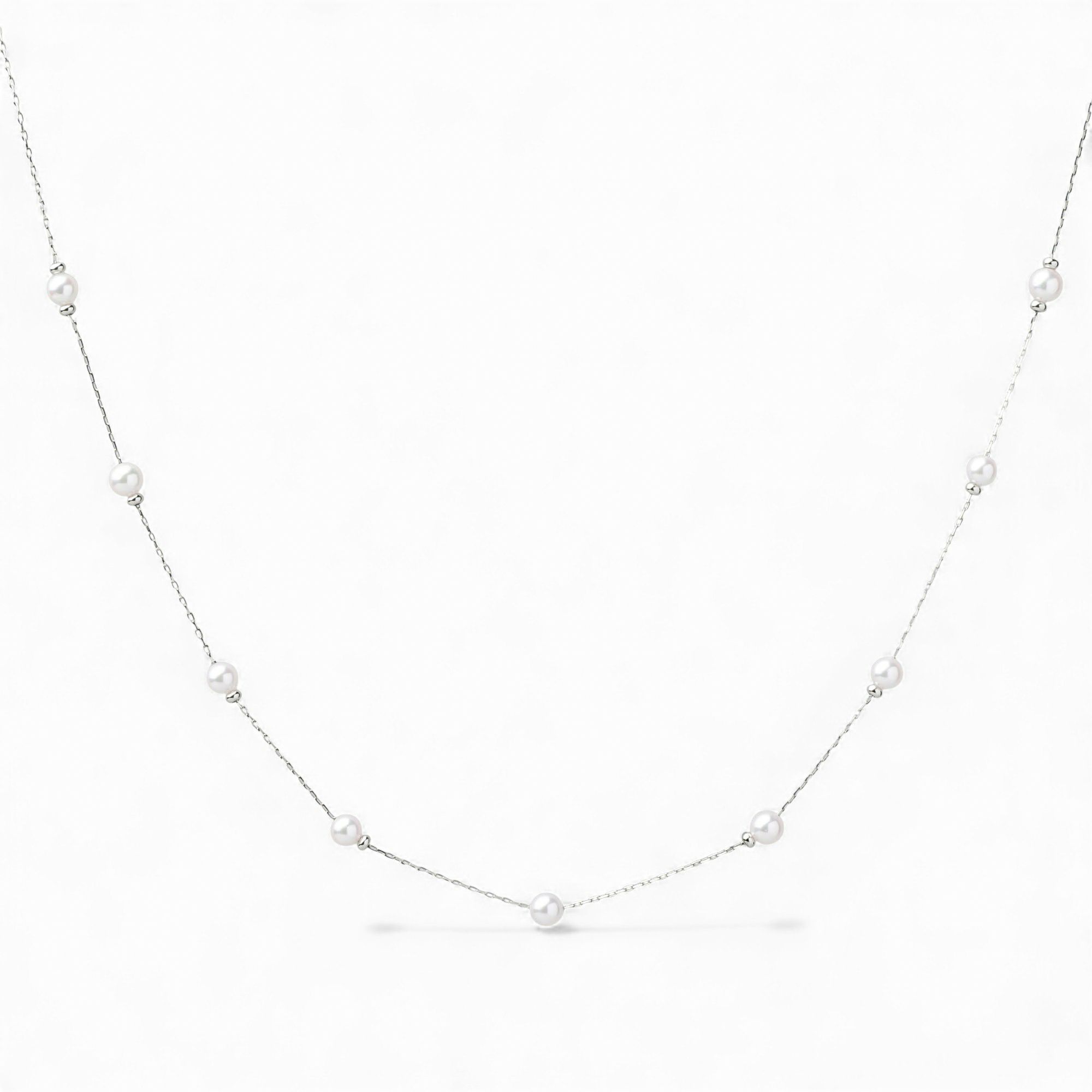 enSTYLE あこや真珠 ステーションネックレス　3.5-4.0mm PT900 スライドボール