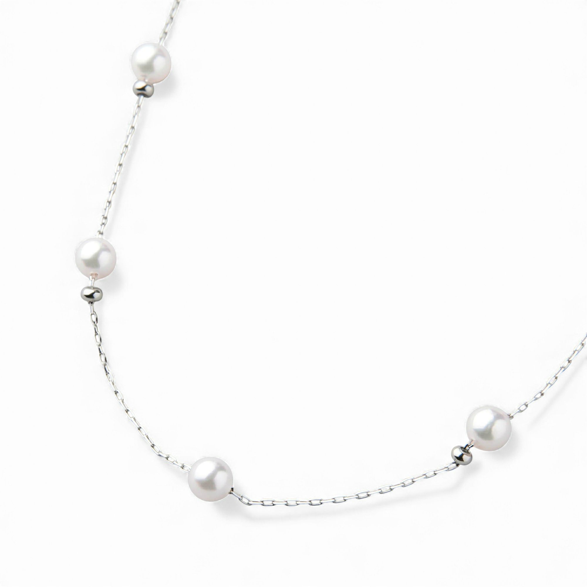 enSTYLE あこや真珠 ステーションネックレス　3.5-4.0mm PT900 スライドボール