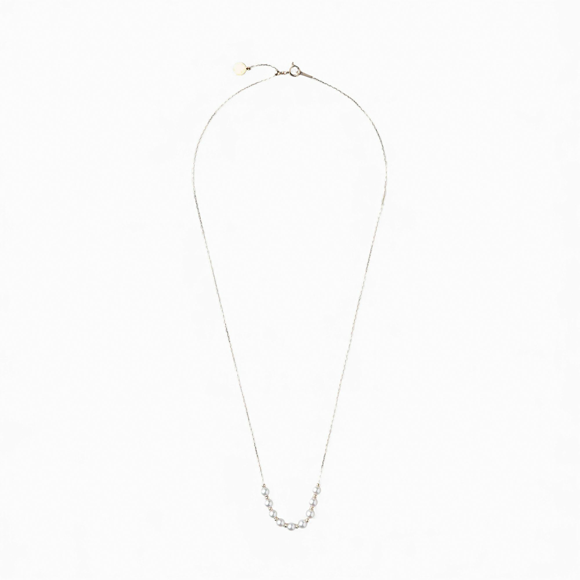 enSTYLE あこや真珠 ステーションネックレス　3.5-4.0mm K18YG スライドボール