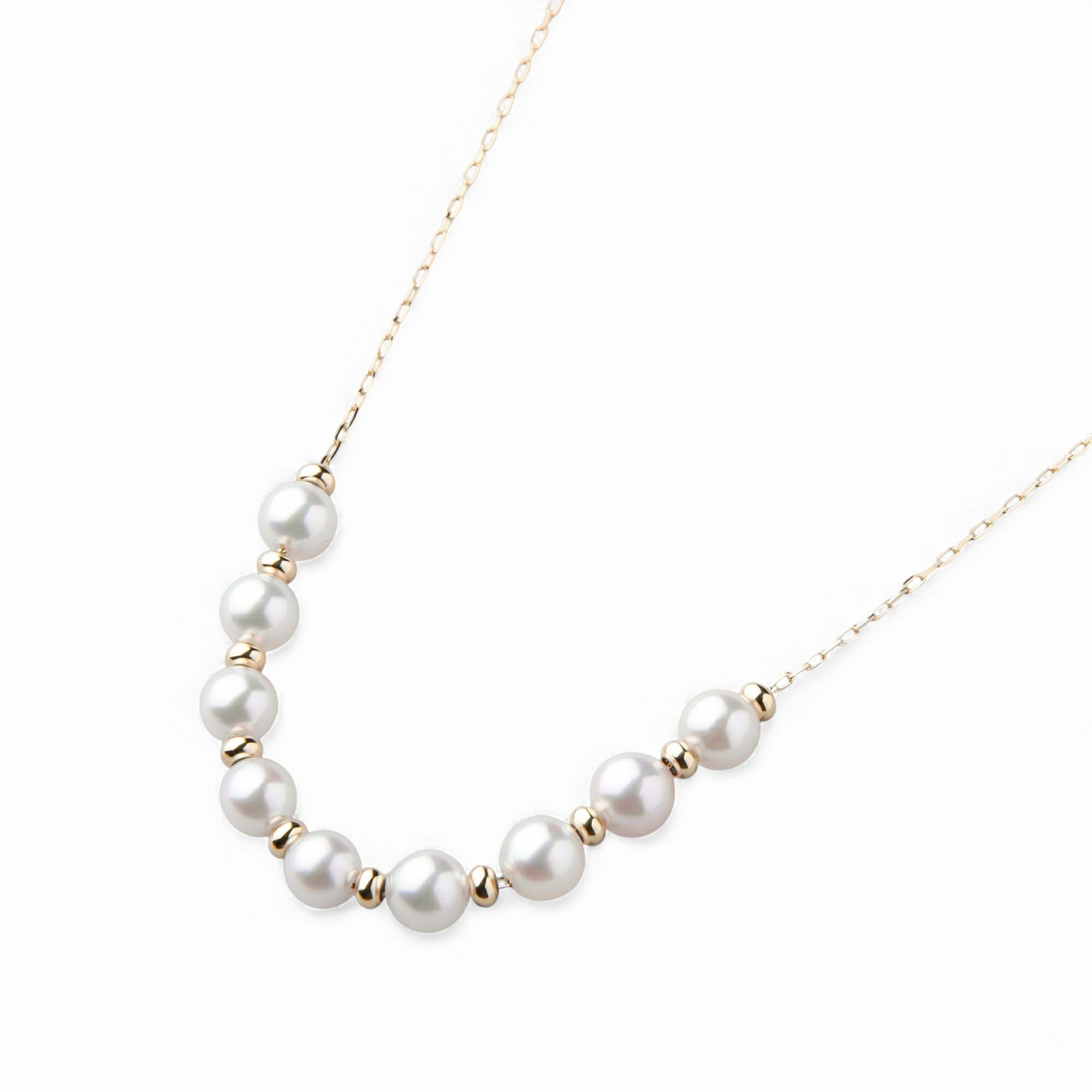 enSTYLE あこや真珠 ステーションネックレス　3.5-4.0mm K18YG スライドボール