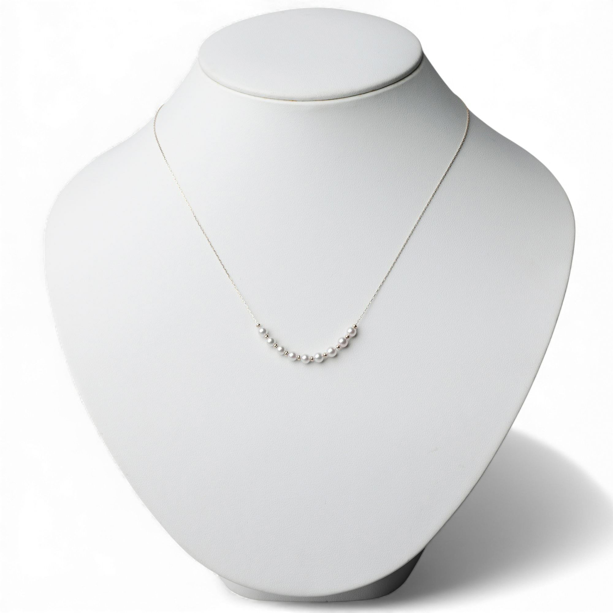 enSTYLE あこや真珠 ステーションネックレス　3.5-4.0mm K18YG スライドボール