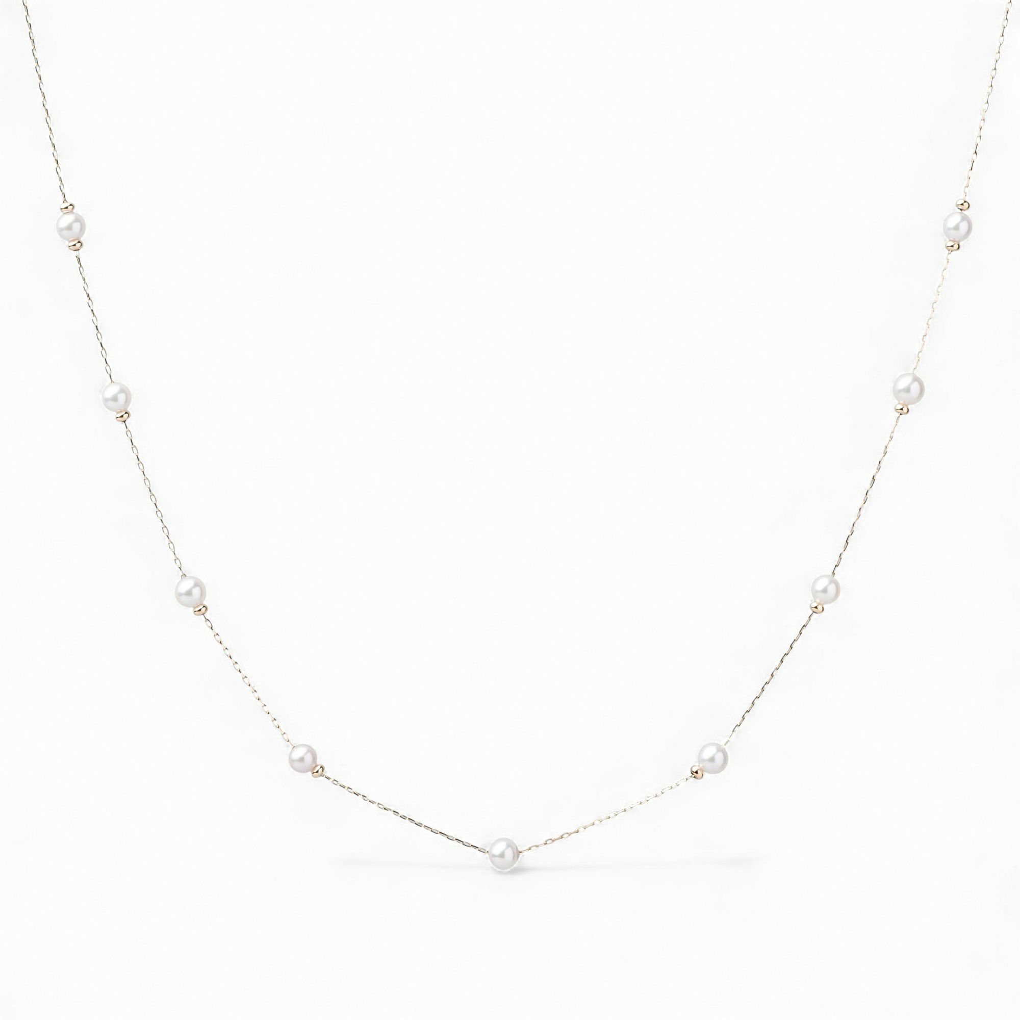 enSTYLE あこや真珠 ステーションネックレス 3.5-4.0mm K18YG スライド