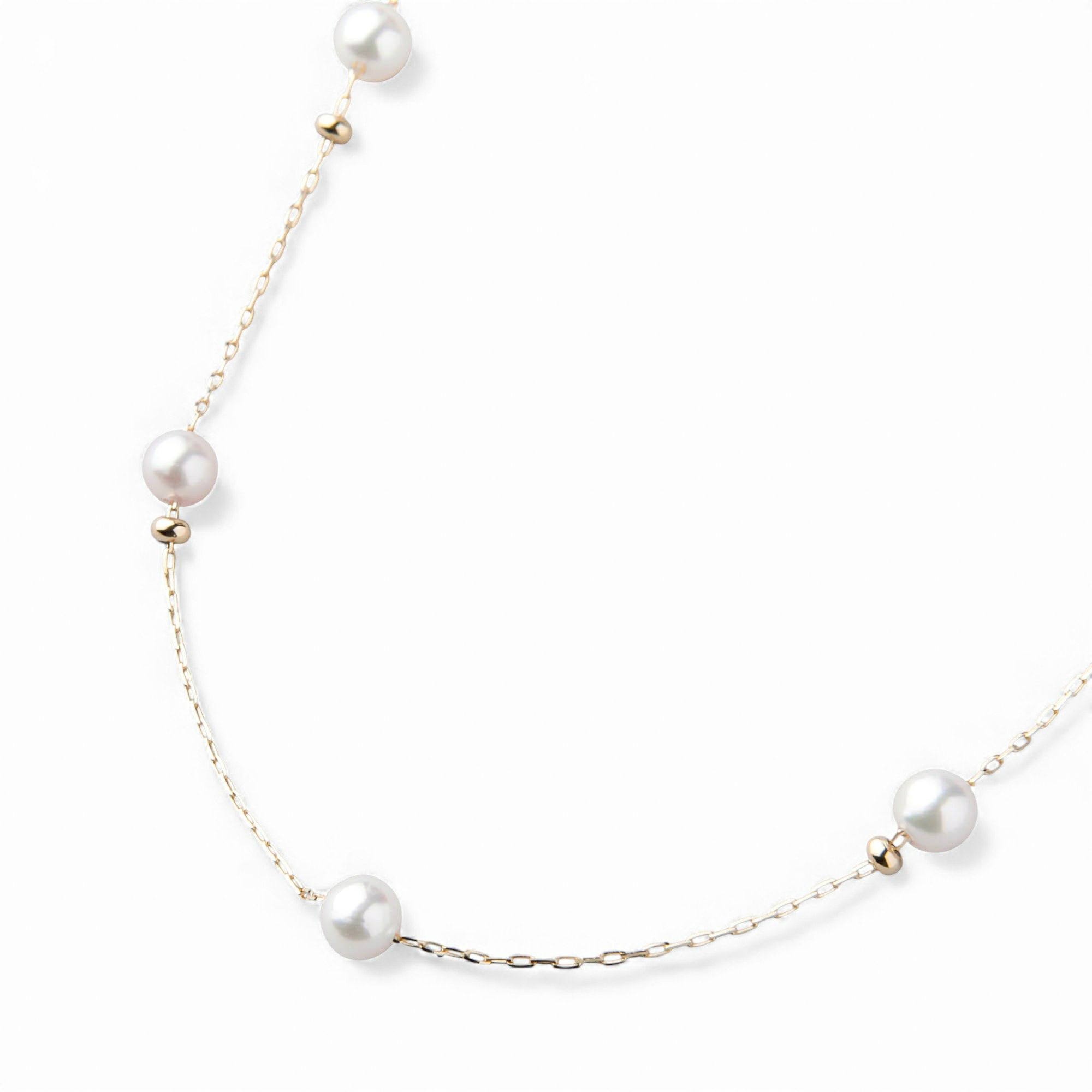 enSTYLE あこや真珠 ステーションネックレス　3.5-4.0mm K18YG スライドボール