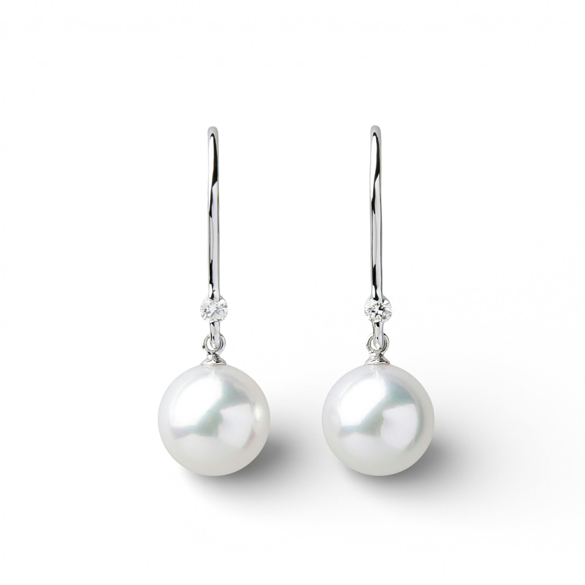 オーロラ花珠真珠 フックピアス　8.0-8.5mm PT900