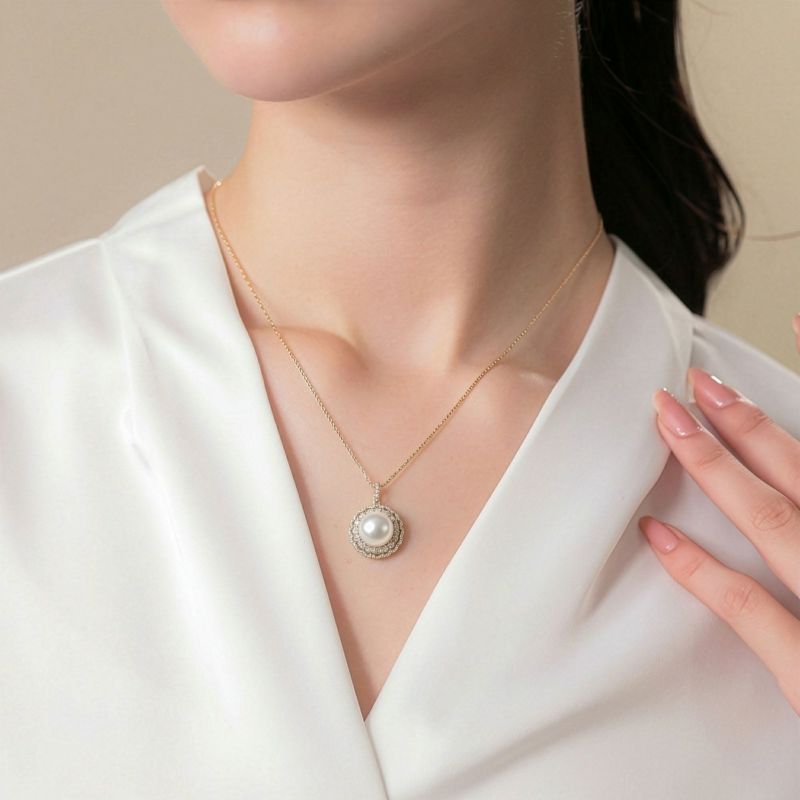 南洋白蝶真珠 ペンダントトップ　12mmUP K18YG オーロラフェニックス鑑別 [WSP]