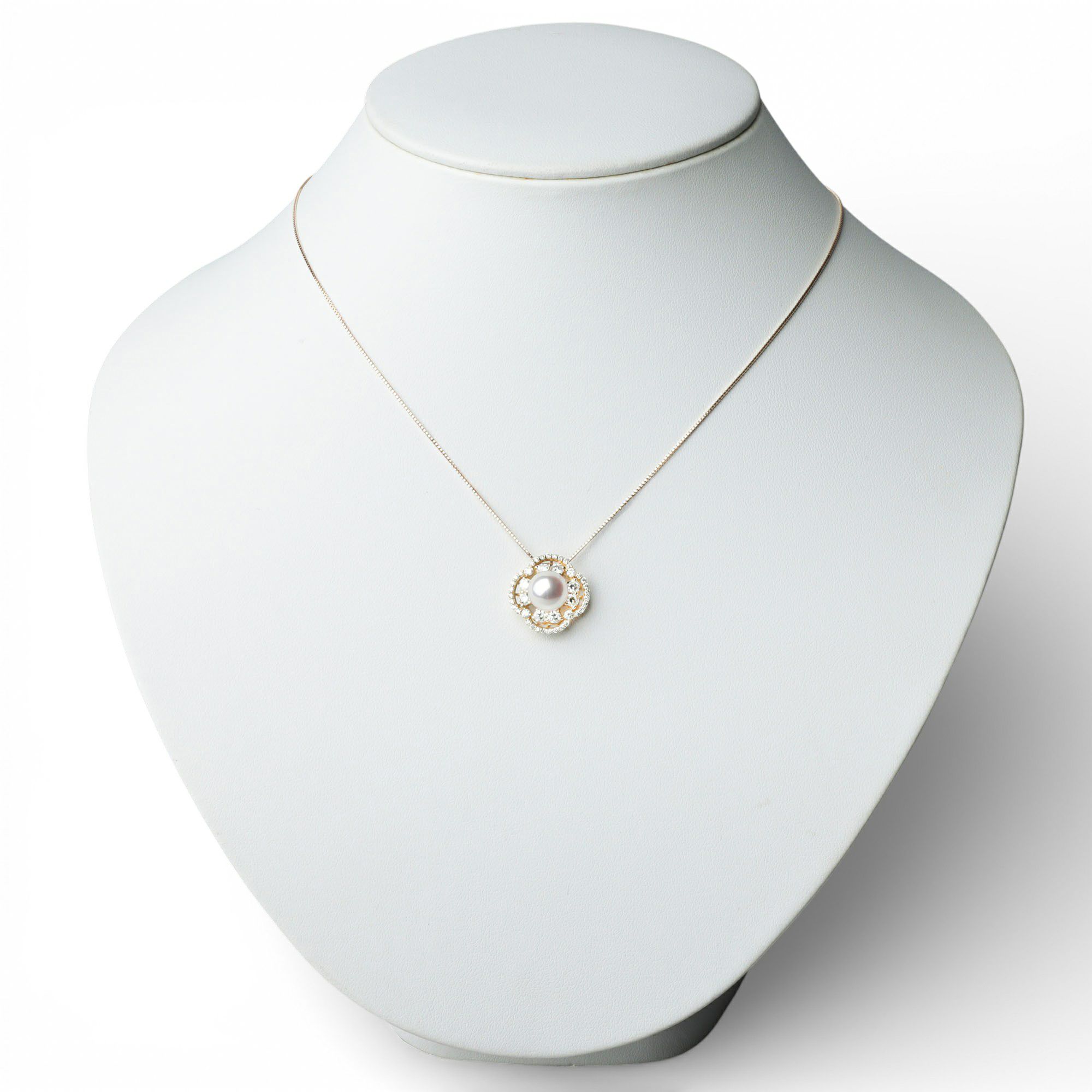 オーロラ花珠真珠 ダイヤモンド ペンダントトップ　8.0-8.5mm K18YG -TOP Quality- [WSP]