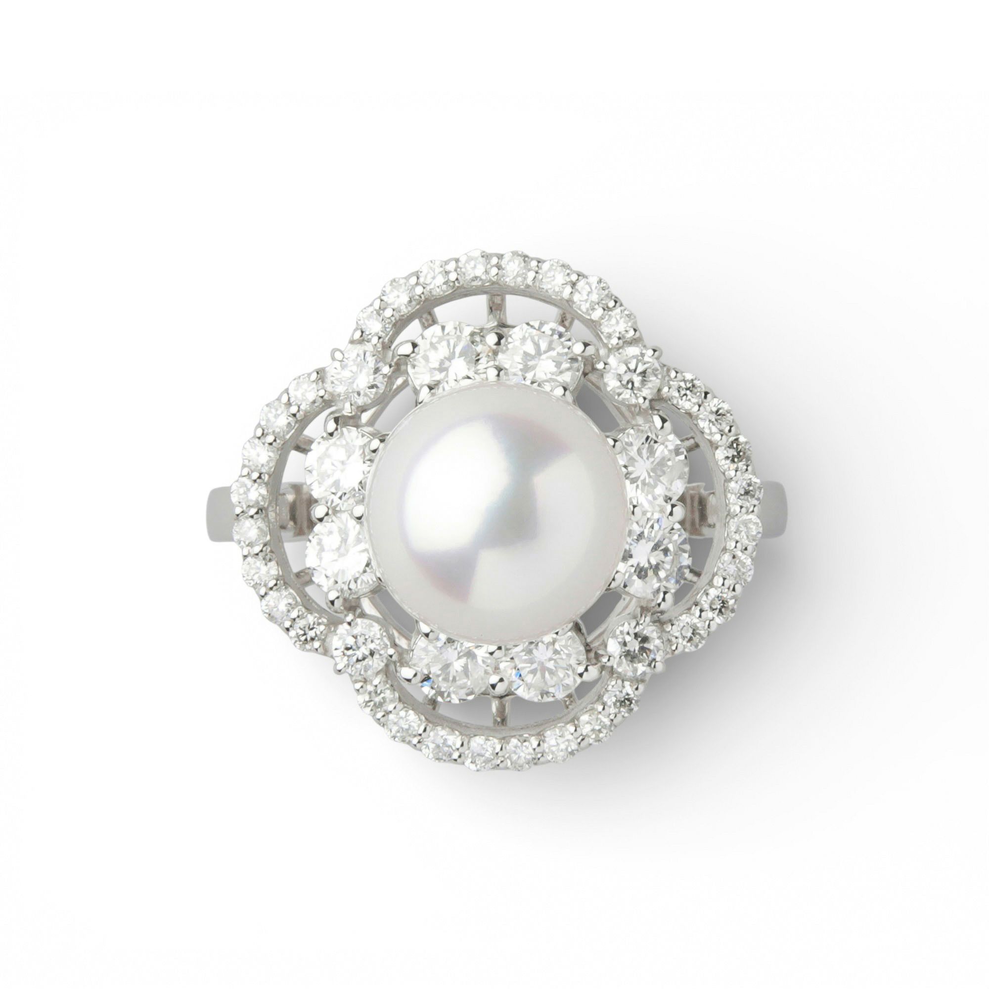 オーロラ花珠真珠 ダイヤモンド リング　8.0-8.5mm PT900 -TOP Quality- [WSP]