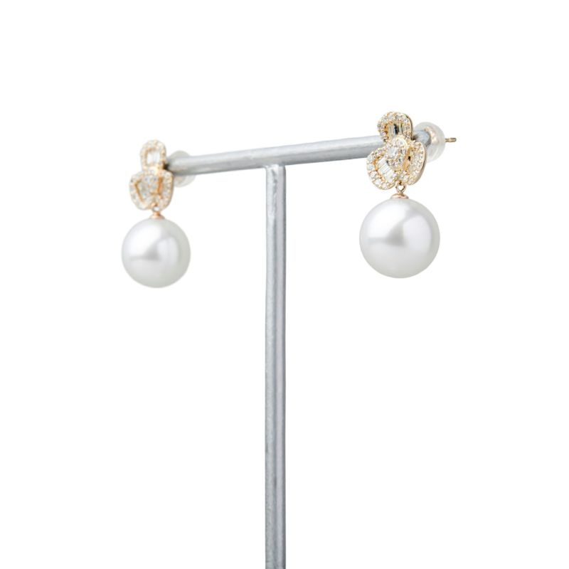 南洋白蝶真珠 ピアス 10mmUP K18YG オーロラフェニックス鑑別 [WSP