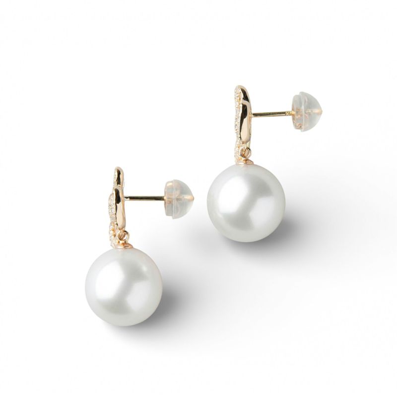 南洋白蝶真珠　k18WG ピアス 南洋白蝶真珠 ピアス 10mmUP K18YG オーロラフェニックス鑑別 [WSP