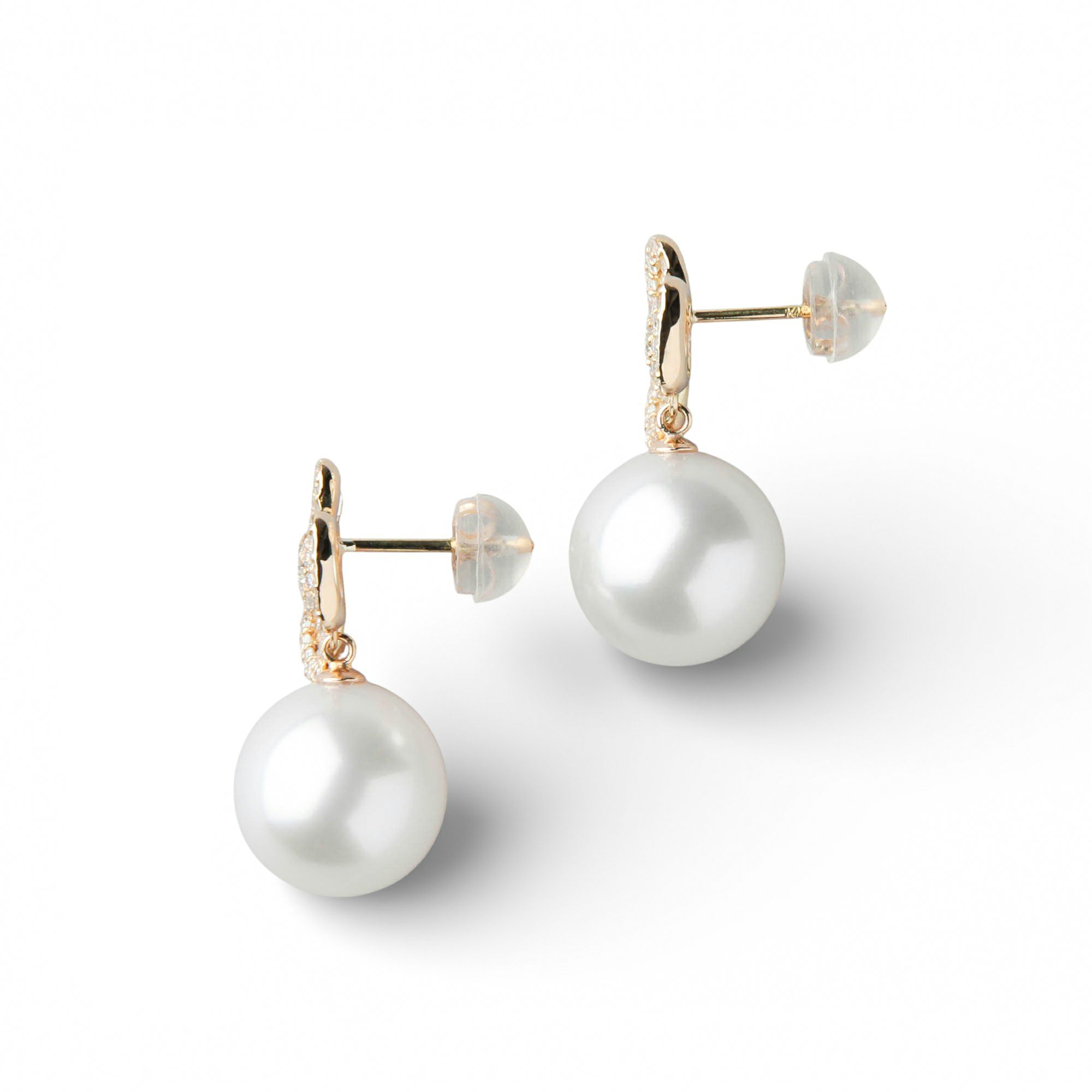 南洋白蝶真珠 ピアス 10mmUP K18YG オーロラフェニックス鑑別 [WSP