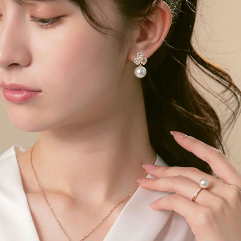 南洋白蝶真珠 ピアス 10mmUP K18YG オーロラフェニックス鑑別 [WSP