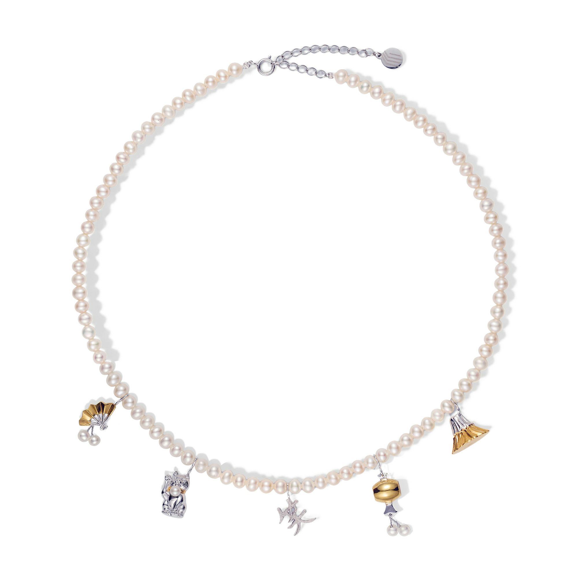  ENGI エンギチャームネックレス　淡水真珠 4.0-4.5mm/2.0-2.5mm　SV925